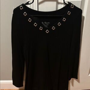 Chico's Black Top with Silver Accents